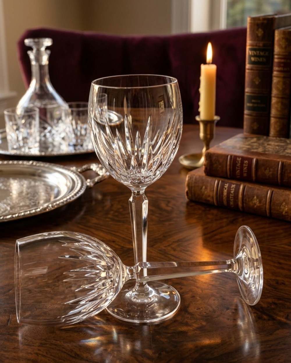 Waterford Carina Water Goblet Wine Glasses 8 3/8 In Clear Round Base Etched Mark